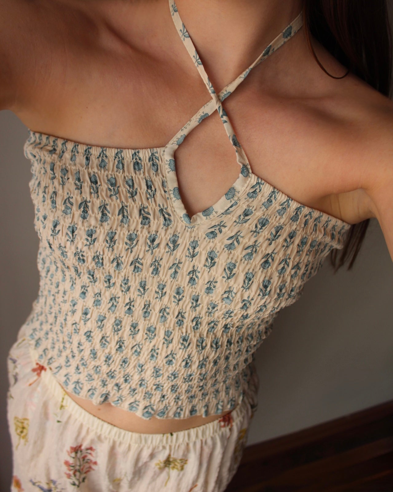 Top Kioto Flores Azules