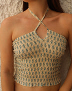 Top Kioto Flores Azules